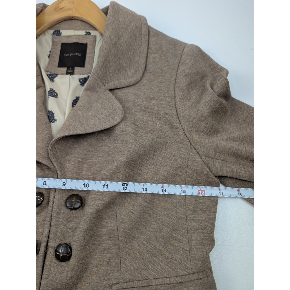 The Limited Tan Heathered Double Breasted Blazer Paisley Lining Small - Picture 8 of 10